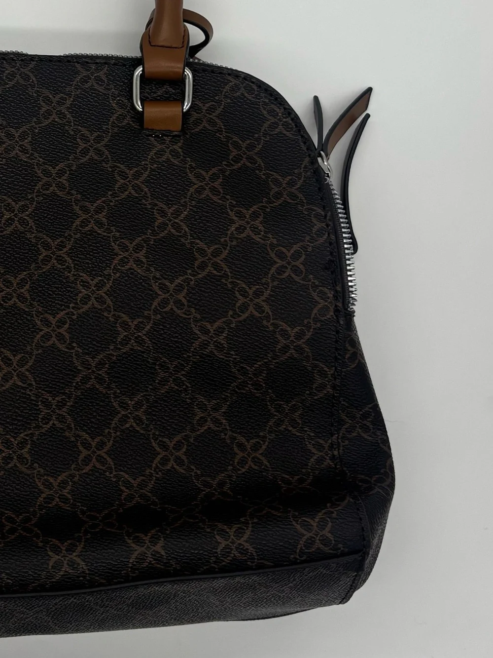 Nine West Brown and Dark Brown Signature Satchel